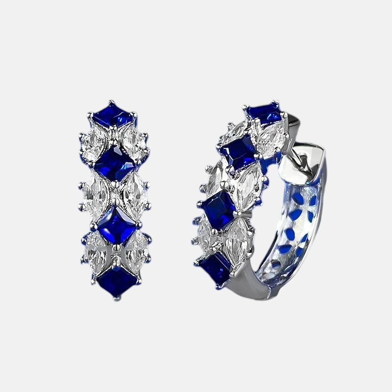 Sapphire Earrings - Crown Design in S925 Sterling Silver