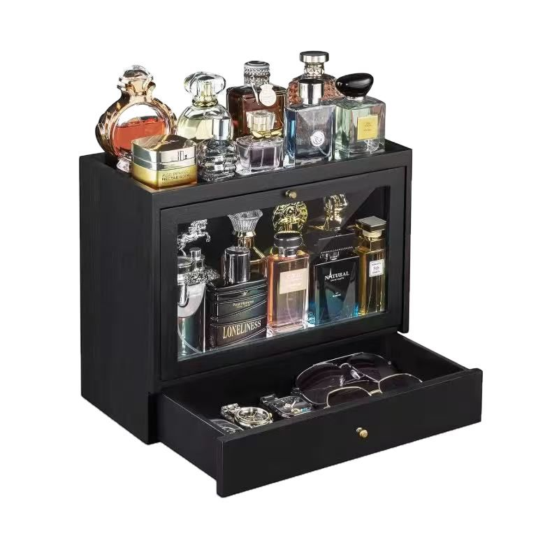 Mens Jewelry Box – Flip-Top Storage Box with Drawer for Watches, Glasses & Fragrance