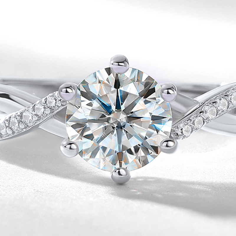 Adjustable Moissanite Ring in S925 Silver | April Birthstone Engagement Ring