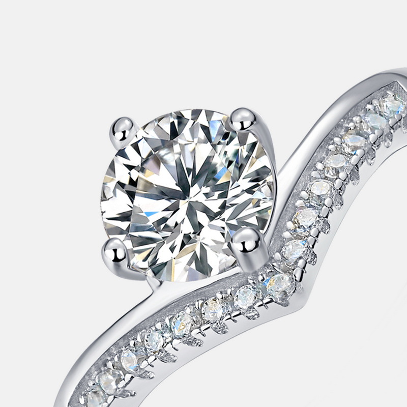 Classic 1 Carat Moissanite Open Ring in S925 Silver | Princess Crown Engagement Ring