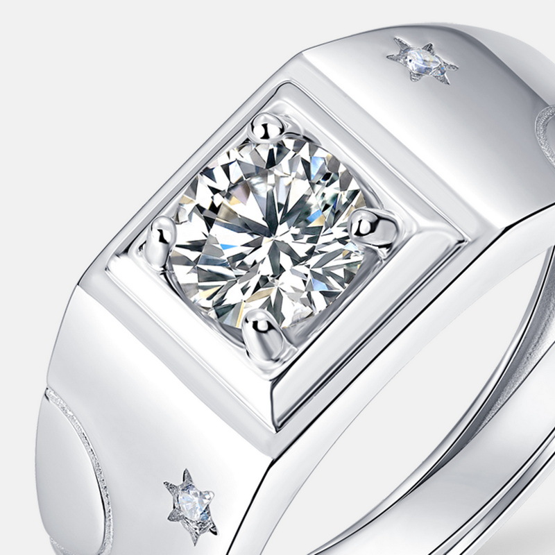 Men's Diamond Ring – Adjustable Moissanite Open Band in Bold Style