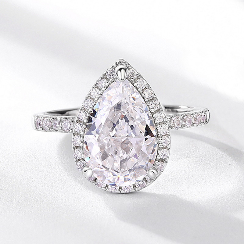 Moissanite Jewelry – Sparkling Teardrop Ice-Flower Cut Ring for Women