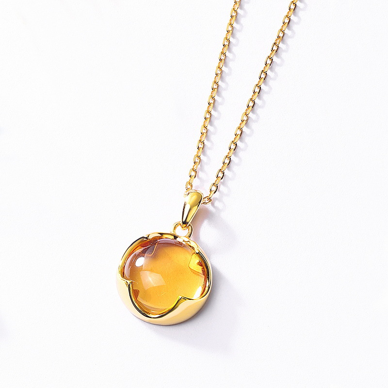 January birthstone round pendant in gold plated silver
