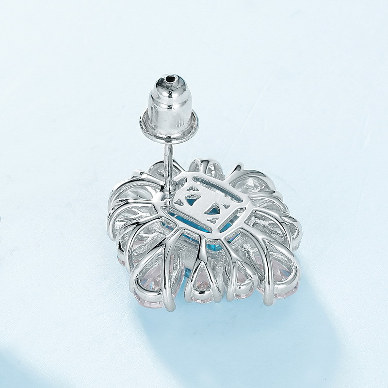 Aquamarine Stud Earrings – Ice-Flower Cut S925 March Birthstone