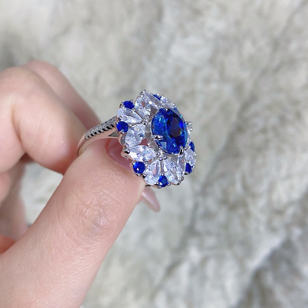 4CT Ice‑Flower Asscher‑Cut Aquamarine Topaz Ring – S925 Sterling Silver | March Birthstone