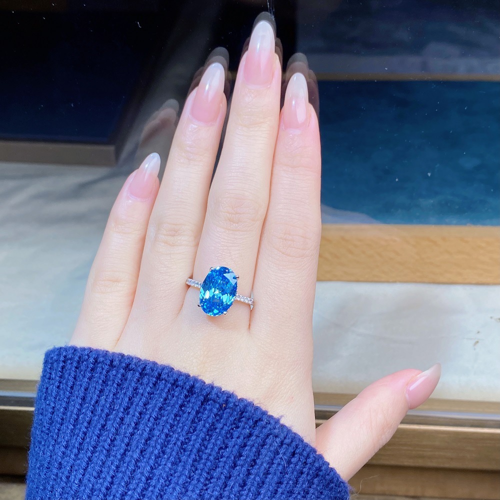 Radiant Ice-Flower Cut Aquamarine Ring in S925 Sterling Silver – Elegant March Birthstone Jewelry