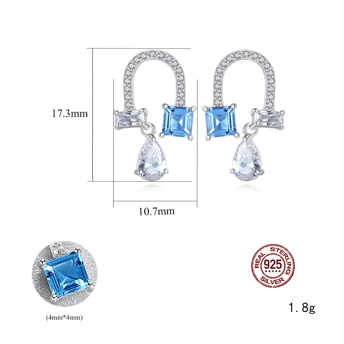 Aquamarine & Blue Topaz Earrings in S925 Sterling Silver – Elegant March Birthstone Jewelry