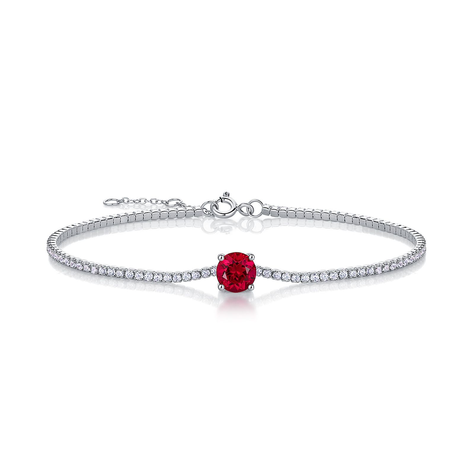 July Birthstone Bracelet – Lab Ruby S925 Silver Fashion Jewelry
