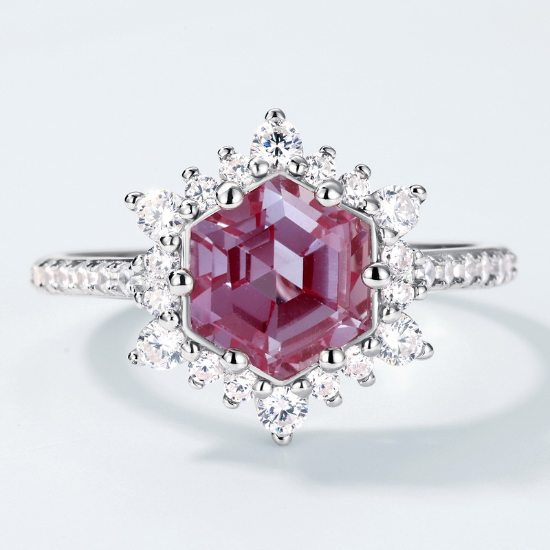 Hexagon Cut Alexandrite Ring | S925 Sterling Silver Color‑Change Gem – June Birthstone