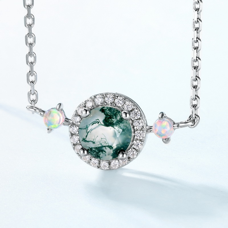 Round Alexandrite Birthstone Necklace | S925 Sterling Silver Color‑Change Pendant for Women