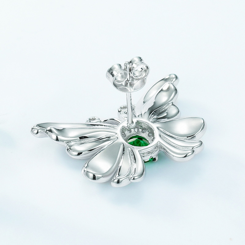 May Birthstone Earrings – Emerald Butterfly Studs | BlingKu
