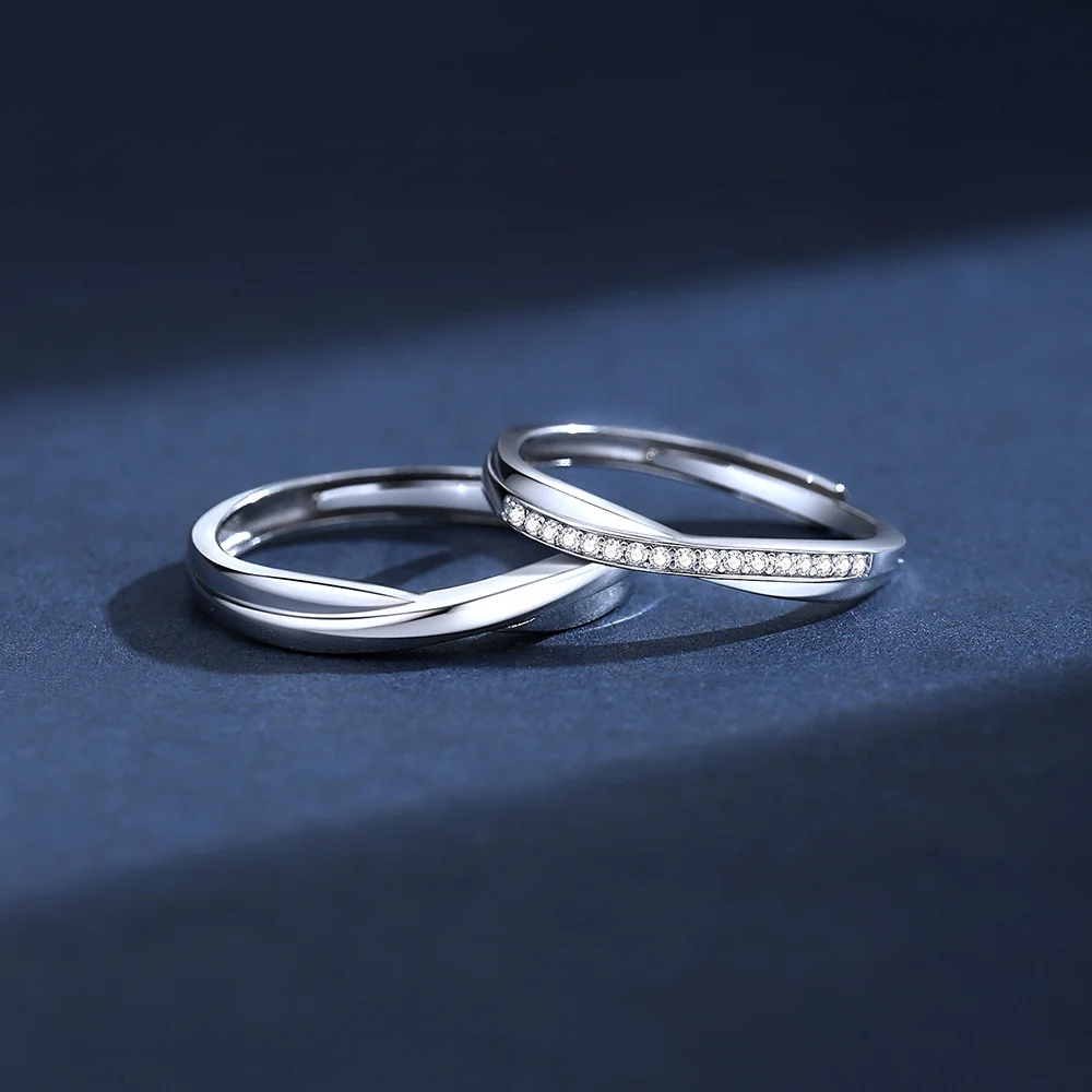 Wedding Bands for Couples | S925 Sterling Silver Mobius Strip Couple Rings
