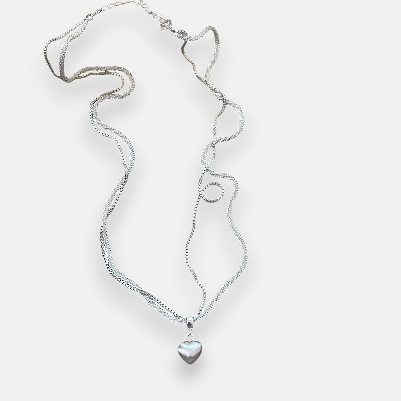 Multi Charm Necklace | Heart Pendant Choker with Adjustable Chain