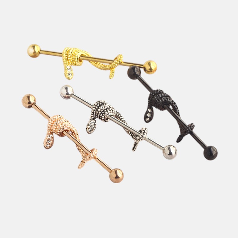 Ear Piercings Jewelry – 14G Industrial Barbell Earring for Double Ear Bridge Piercing