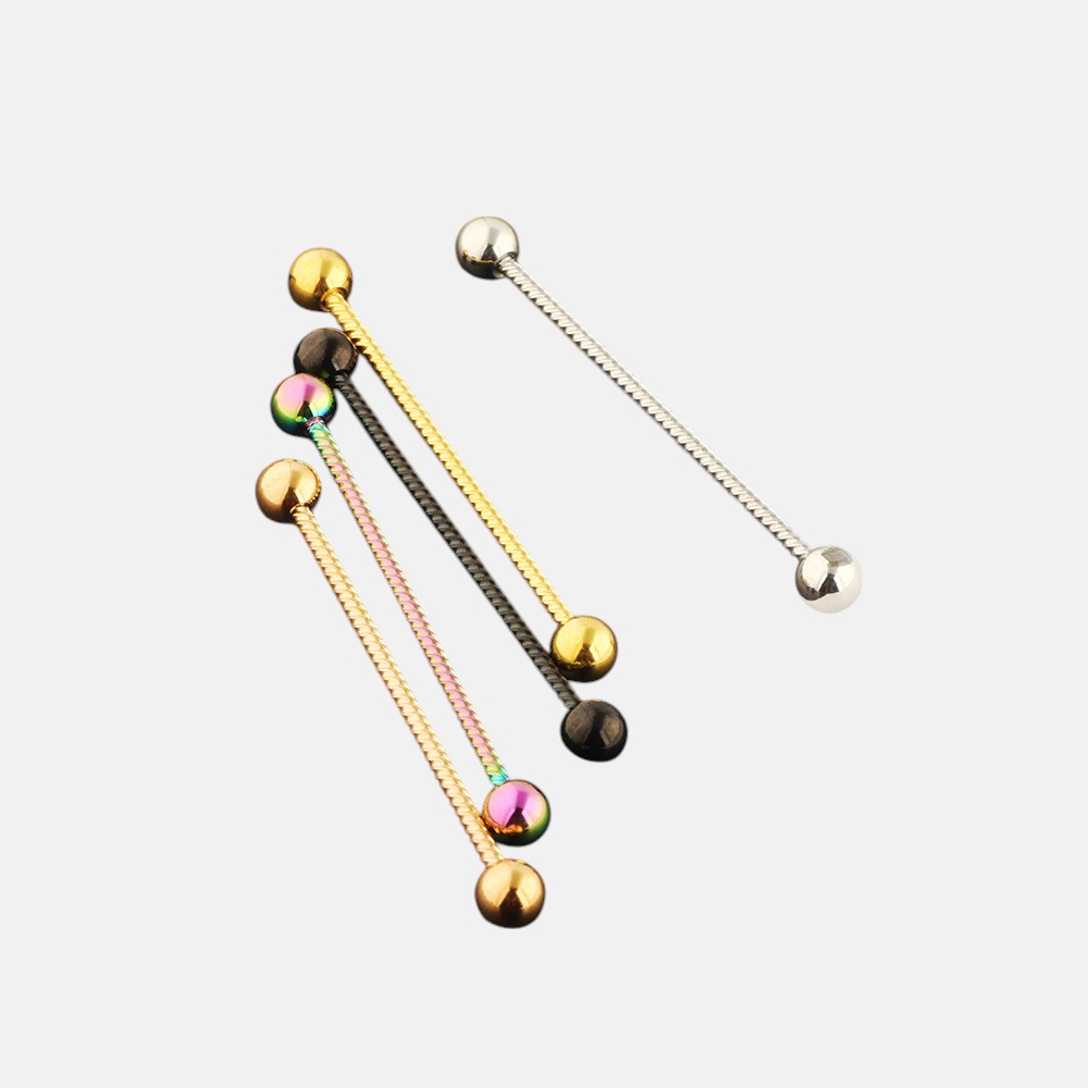 Body Piercing Jewelry Online Shop – Twisted Industrial Barbell Earring for Cartilage