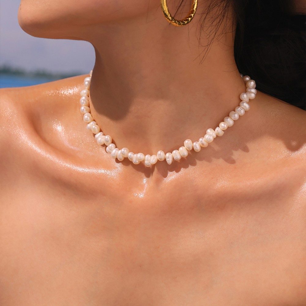 Layered Necklace for Women with Natural Freshwater Cultured Pearls