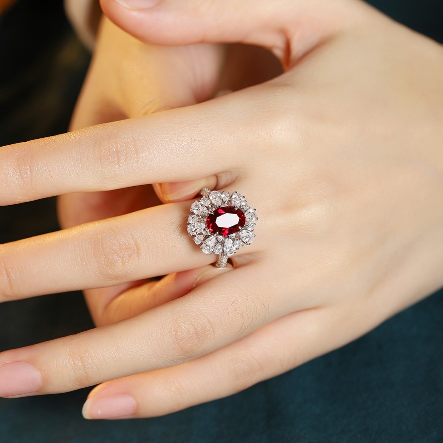 Ruby Eternity Band – 3ct Oval Cut Pigeon Blood Rubies in S925 Silver