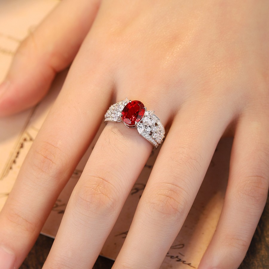 Vintage Ruby Ring – 7×9mm Lab Ruby in S925 Silver Setting