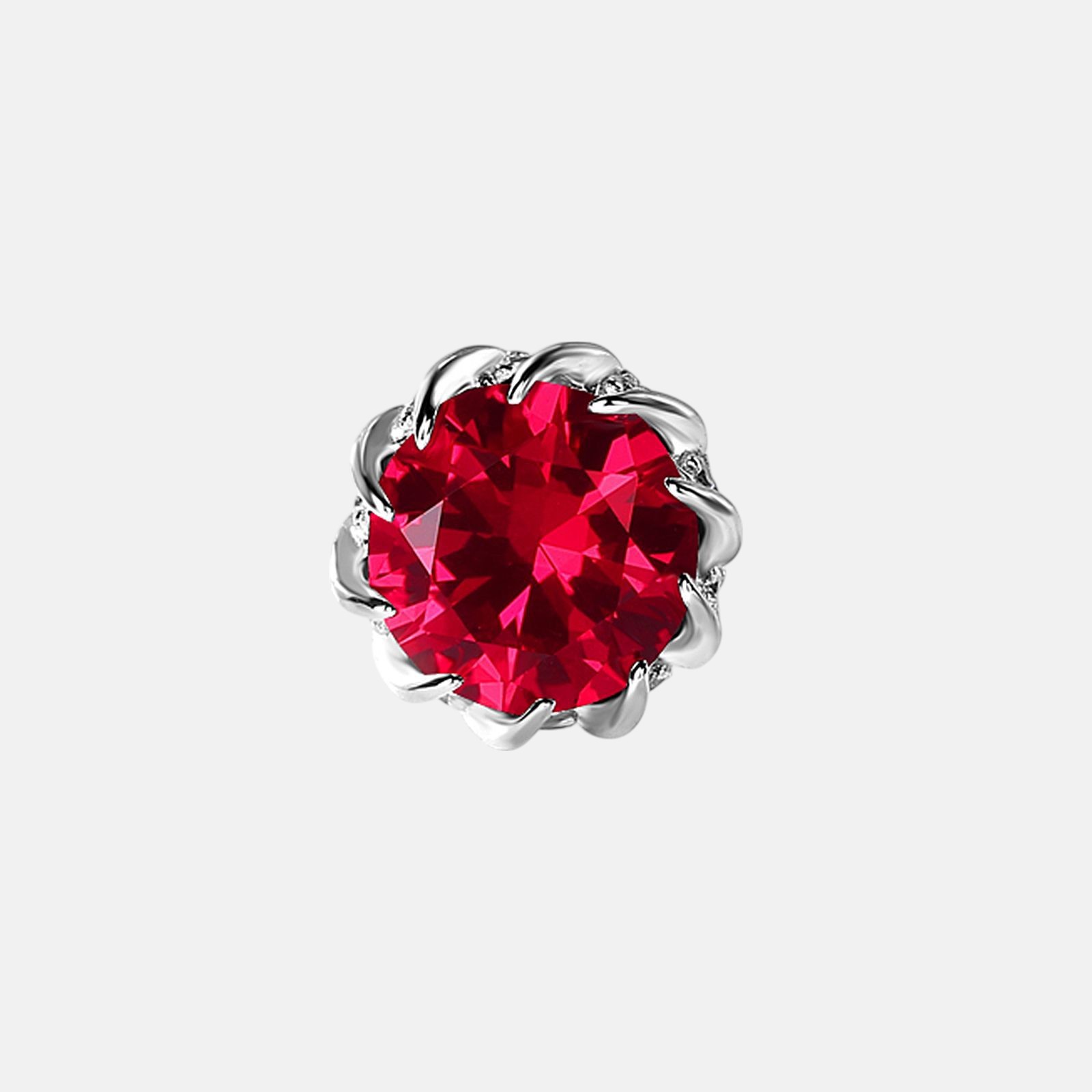 Round Ruby Earrings – Lab-Created S925 Silver Studs for Women
