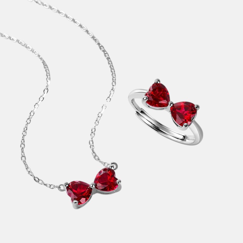 Ruby Heart Necklace – Dainty Lab-Created Gem in S925 Silver