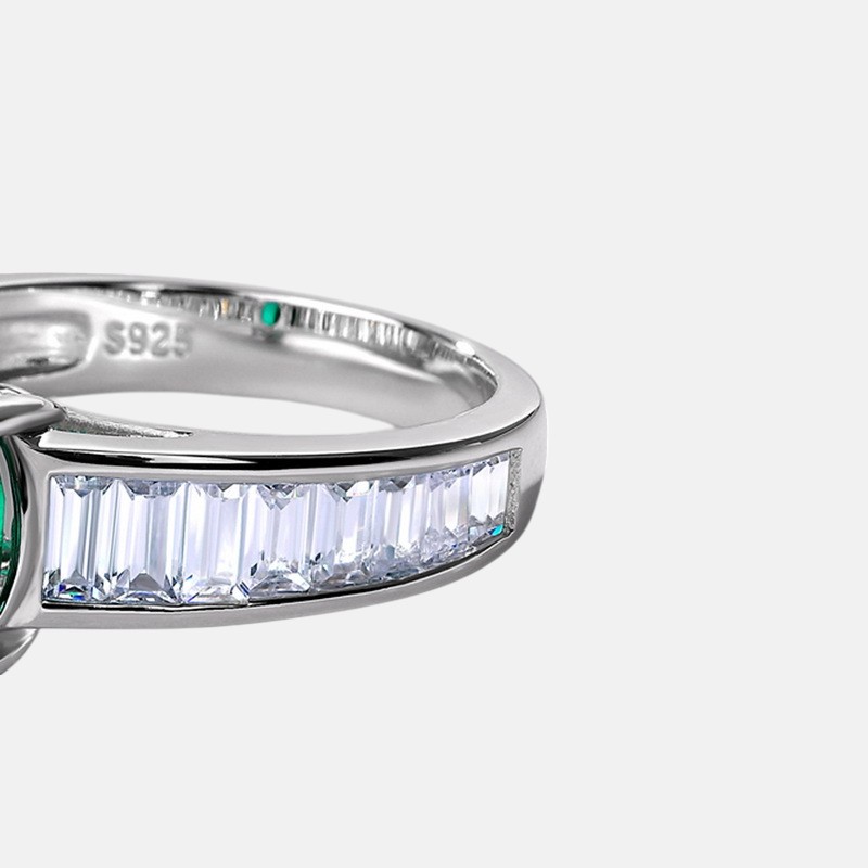 Birthstone Jewelry for Her – S925 Silver Four-Prong Oval Cut Ring