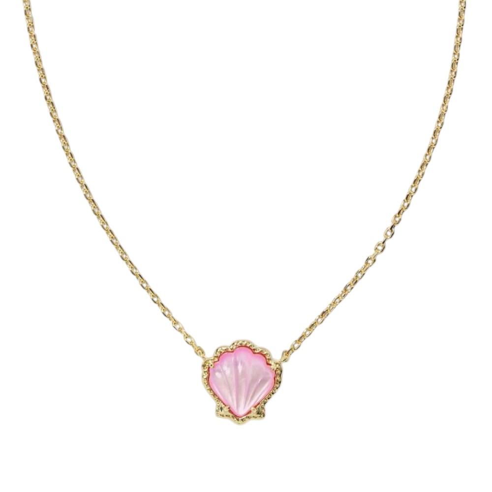 Kendra Scott Seashell Necklace – Pink Shell Charm on 14K Gold Chain, Feminine Beach Jewelry