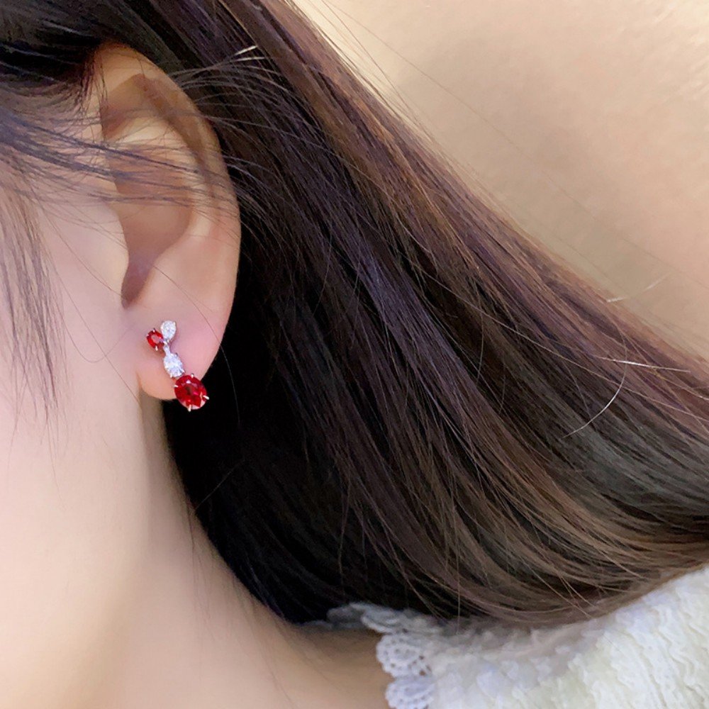 Ruby Earrings Drop – Pigeon Blood Red Lab Ruby Studs in 925 Silver