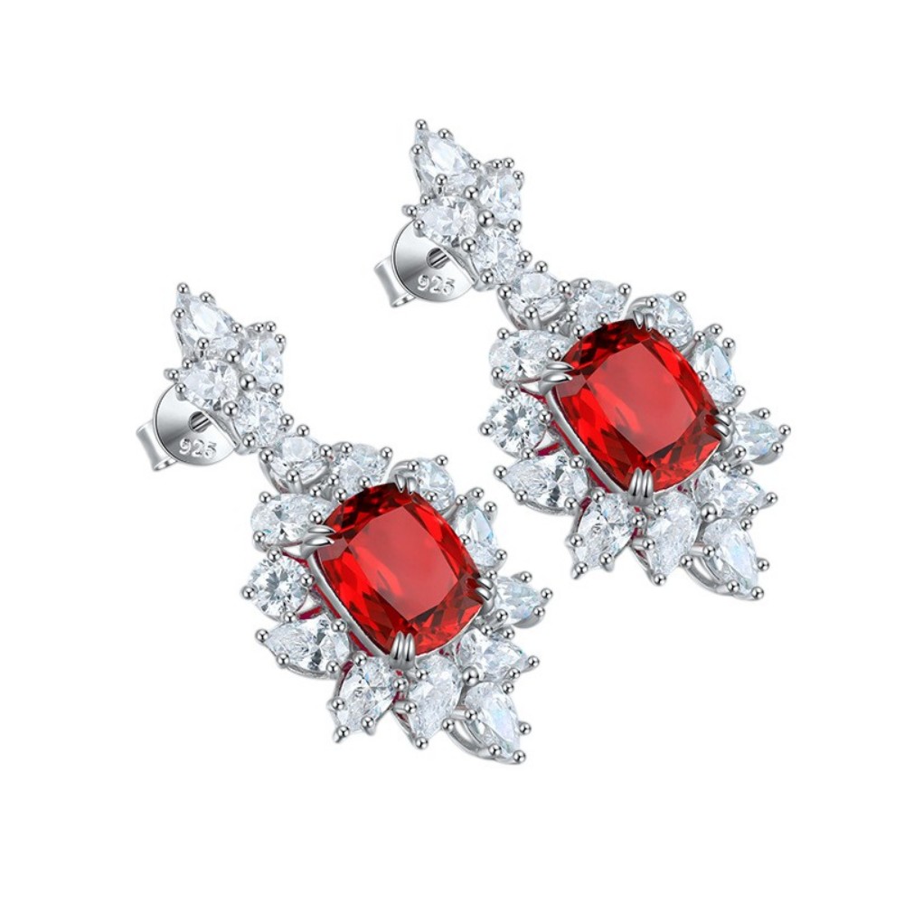 Women’s Ruby Earrings – Lab-Created Red Studs in S925 Silver