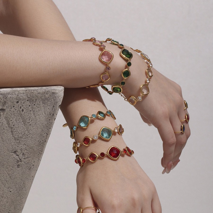 Romantic Bracelet – Czech Cut Glass Stone Bracelet with Sparkling Facets