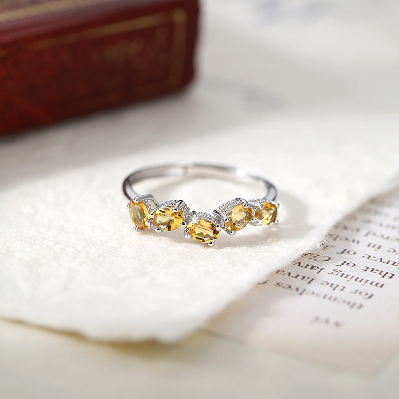 Minimalist Silver Ring – Adjustable S925 Sterling Silver with Natural Crystal