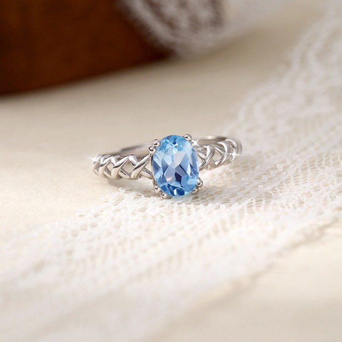 Natural Topaz Ring – S925 Sterling Silver Gemstone Elegance