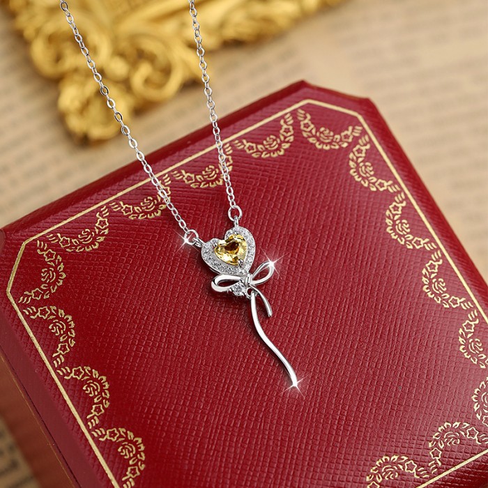 Peridot Heart Necklace – S925 Ocean Heart Pendant with Gemstone Variants