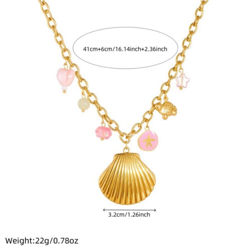 Ocean Charm Necklace – Gold Stainless Steel Layered Design