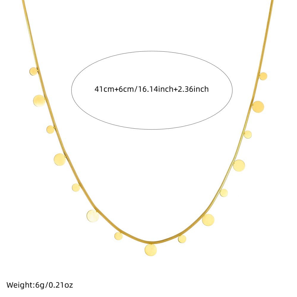 Gold Stainless Steel Necklace – Minimalist Polished Disc Chain