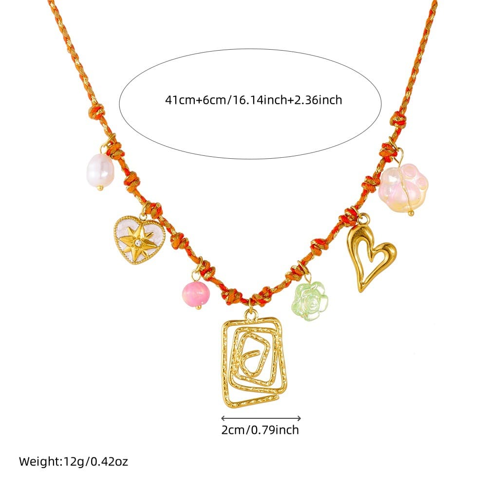 Gold Layering Necklaces – Heart Cutout Charm with DIY Cord