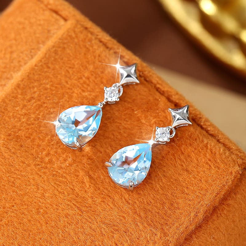 Teardrop Crystal Earrings – S925 Sterling Silver with Natural Gemstones