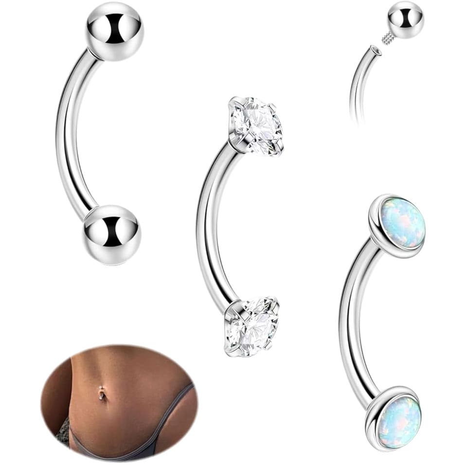 Classic Stainless Steel Belly Ring with Ball Ends – Hypoallergenic Navel Piercing