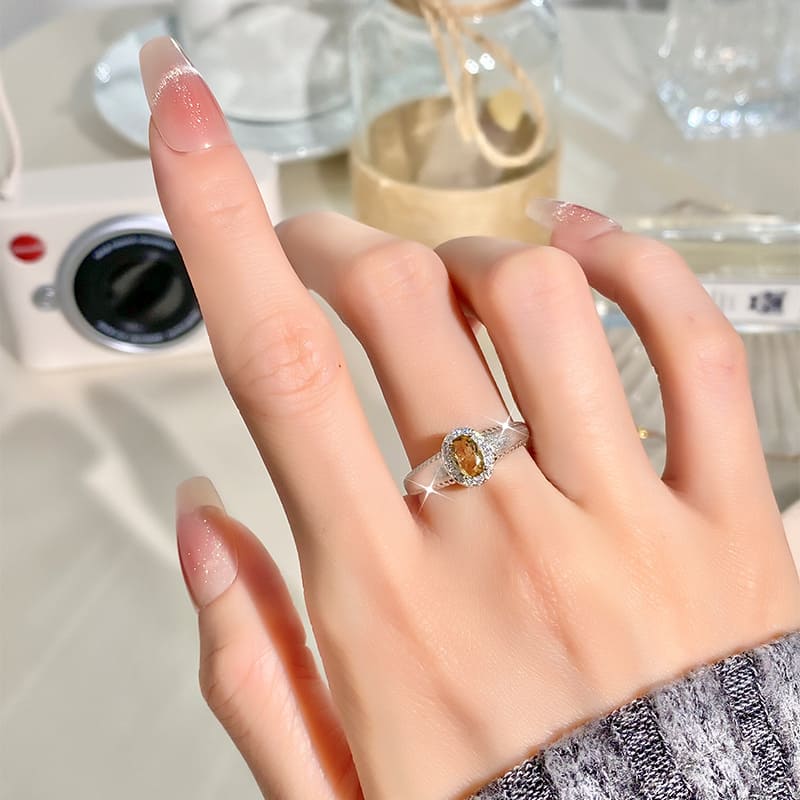 Brushed Gold Adjustable Ring – Minimalist Peridot Ring in Sterling Silver