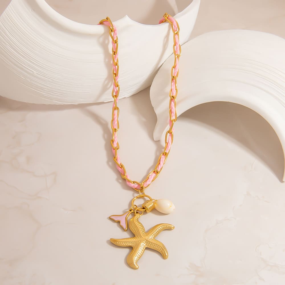 Christmas Gift Necklace – DIY Natural Stone Beach Shell & Starfish Choker