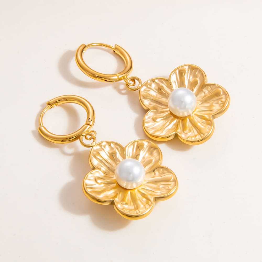 Flower Pearl Earrings – Fresh INS Style Floral Studs with Pearls