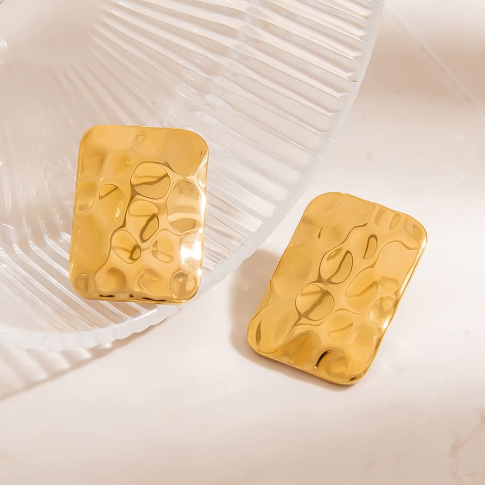 Geometric Earrings – Large Irregular Concave Bubble Oval Studs (4 Styles)