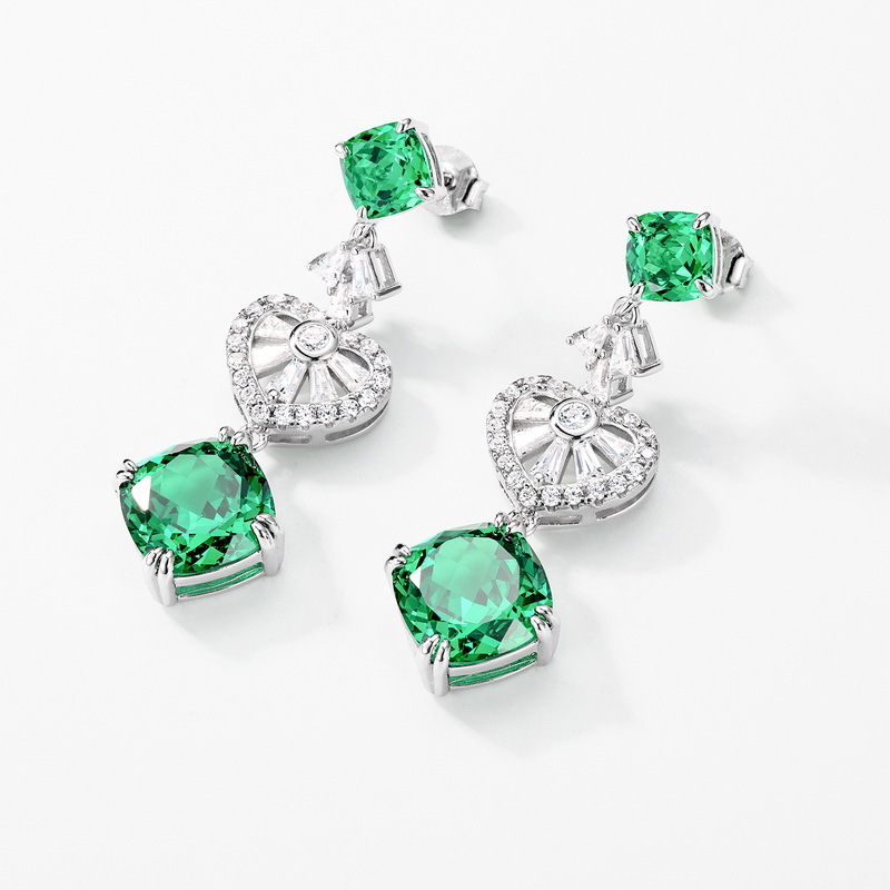 Sapphire Drop Earrings S925 Sterling Silver with Lab Created Gemstones