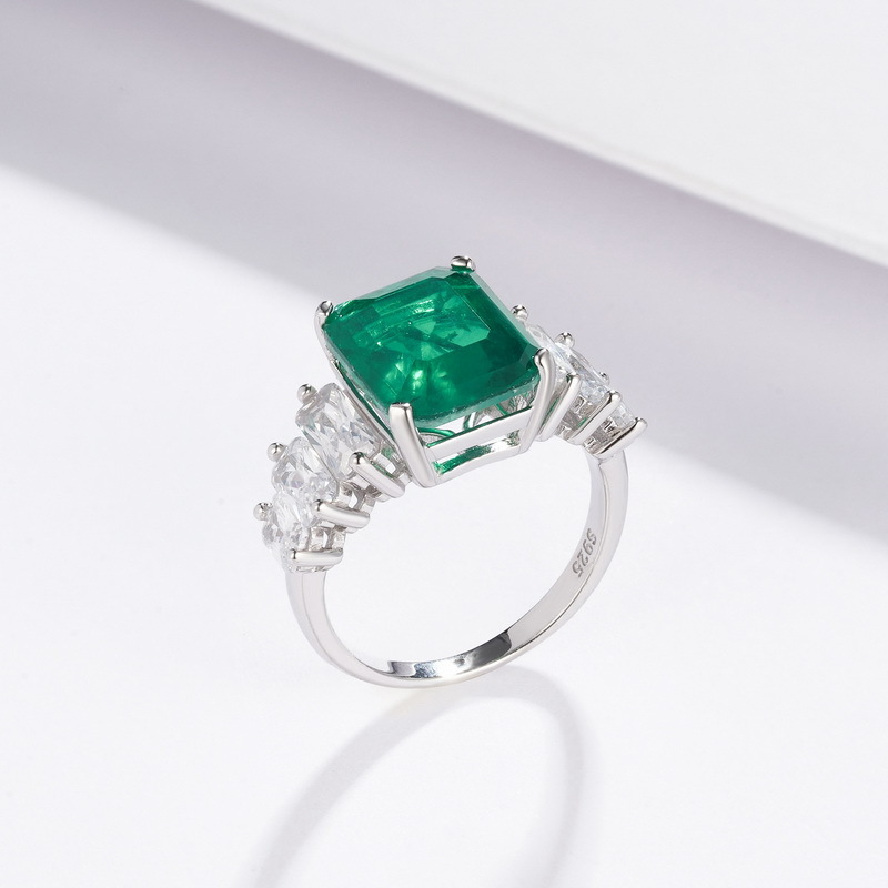 Best Elongated Cushion Cut Engagement Rings – S925 Silver Lab Emerald