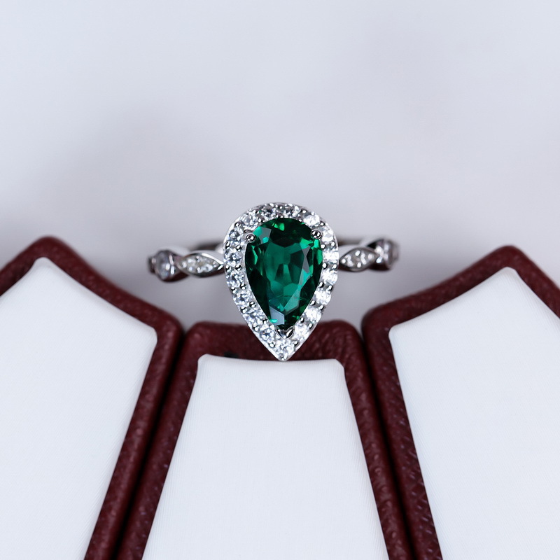 Pear Cut Ring – S925 Silver Lab Ruby and Emerald Jewelry for Women