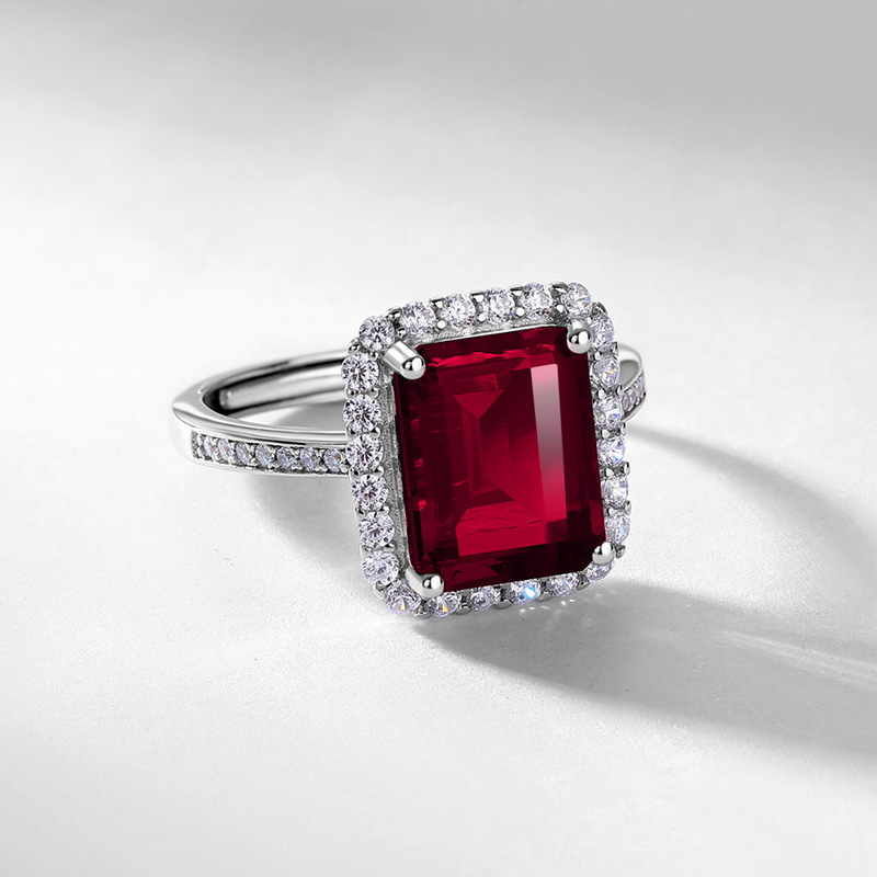 Princess Cut Engagement Ring – Lab Created Emerald Adjustable S925 Silver