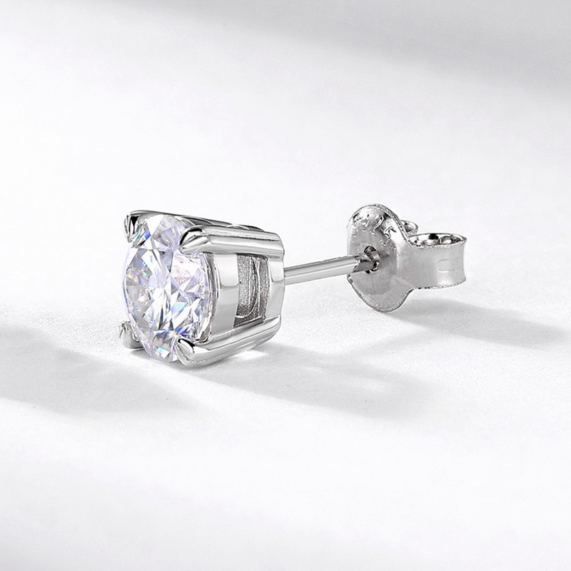 Carat D Color Moissanite Stud Earrings – S925 Silver Four-Prong Setting
