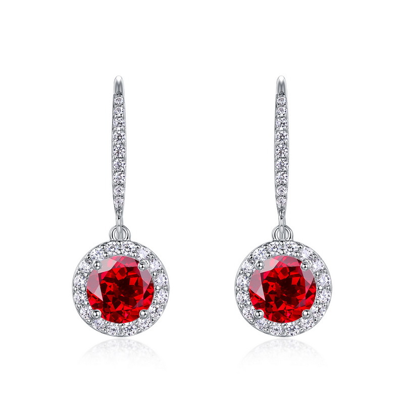 Lab-Created Ruby Dangle Earrings – S925 Silver Custom Gemstone Jewelry