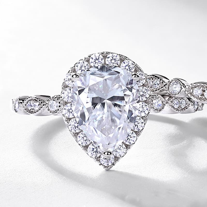 Pear Shaped Diamond Ring – S925 Silver Moissanite Jewelry