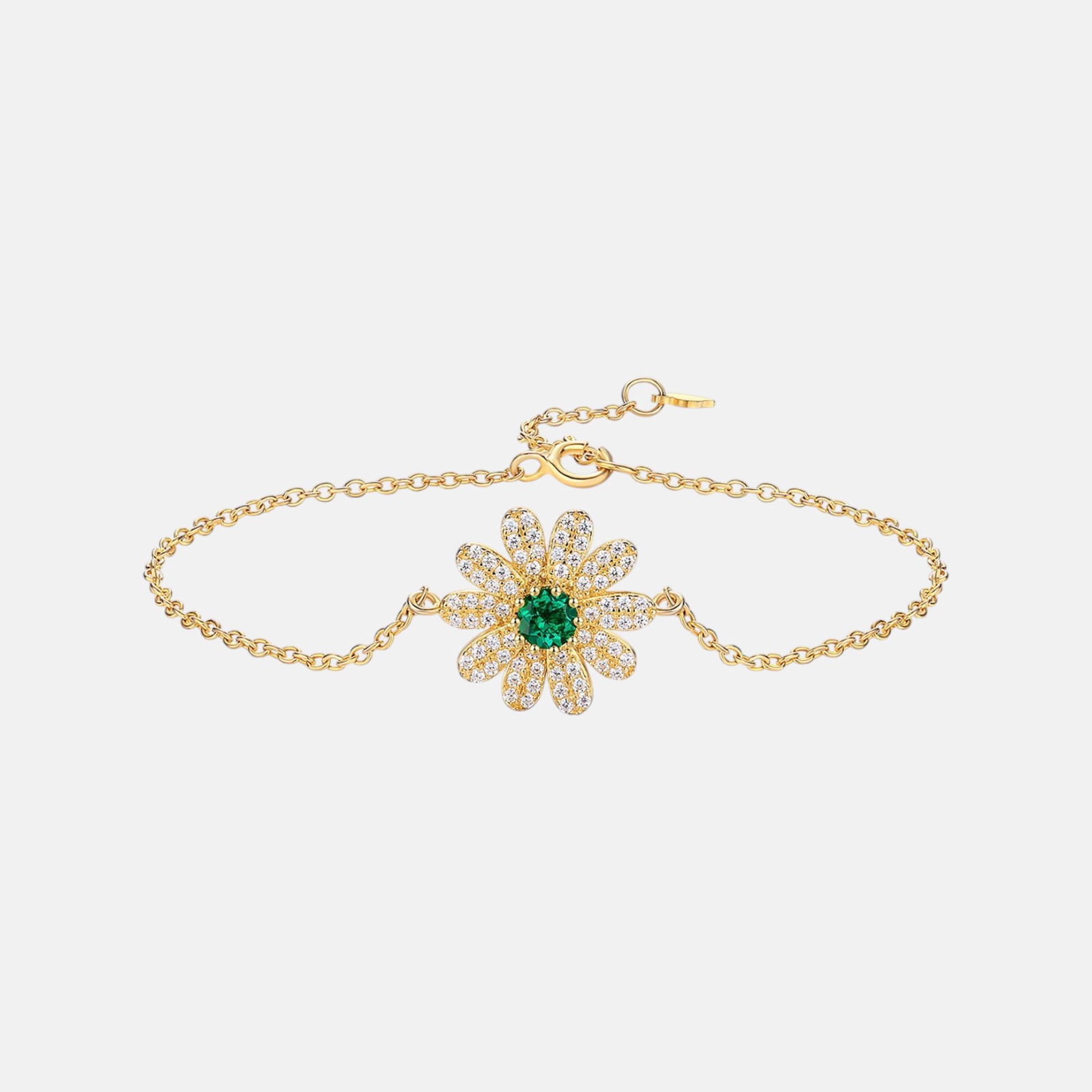 Floral Bracelet – S925 Gold-Plated Daisy Lab Gemstone Jewelry