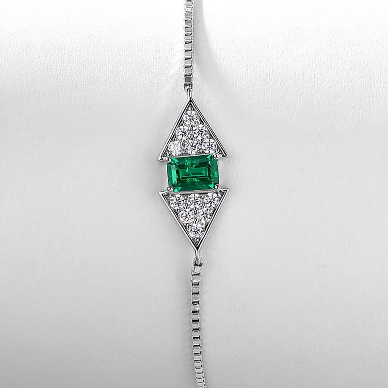 Emerald Cuff Bracelet – Geometric Lab Emerald S925 Silver Jewelry